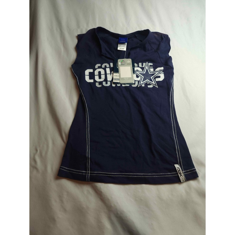 NWT Reebok NFL Dallas Cowboys Tank Top Womens Navy Graphic Muscle Shirt - Small